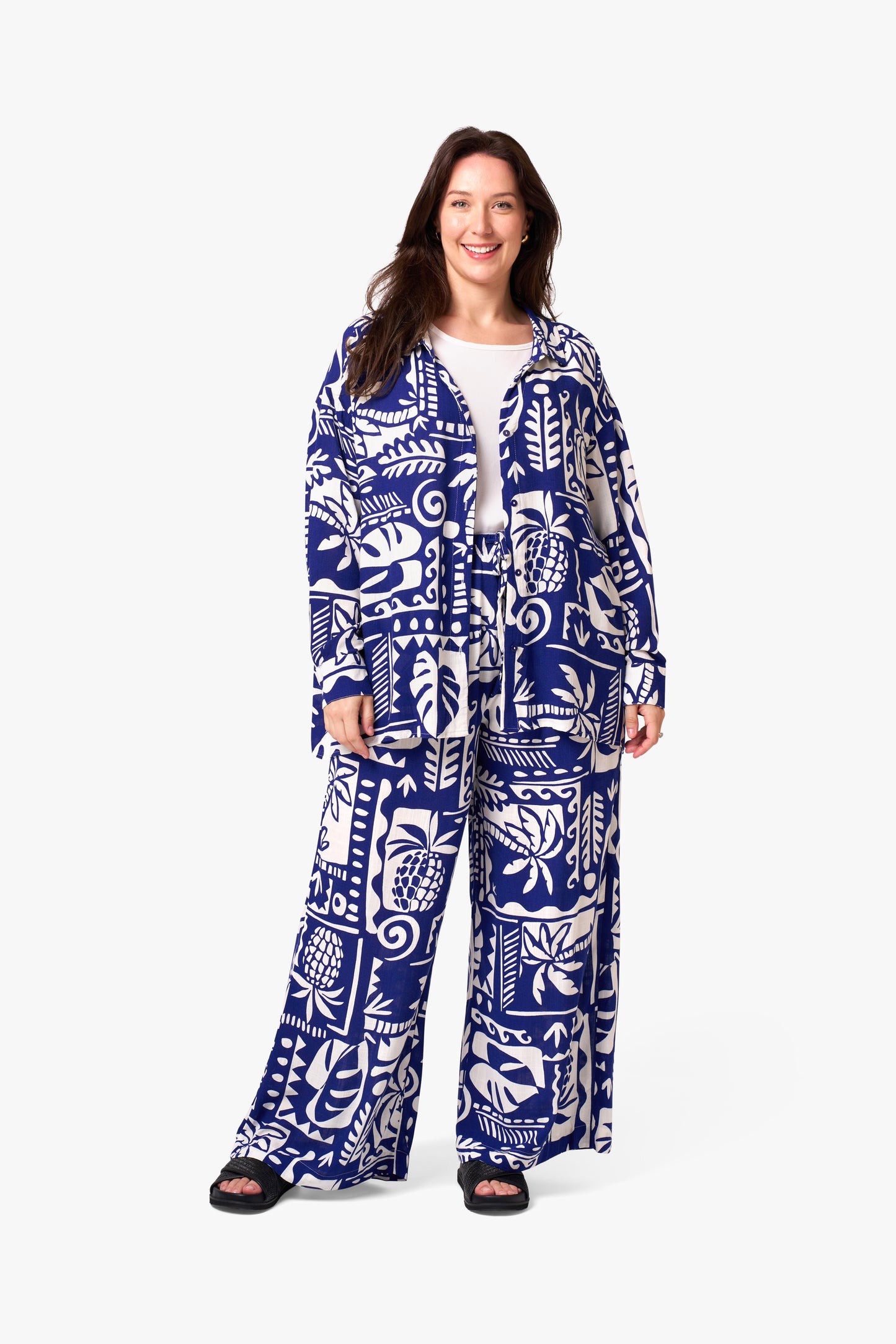 Zephyr Shirt - Navy White Print