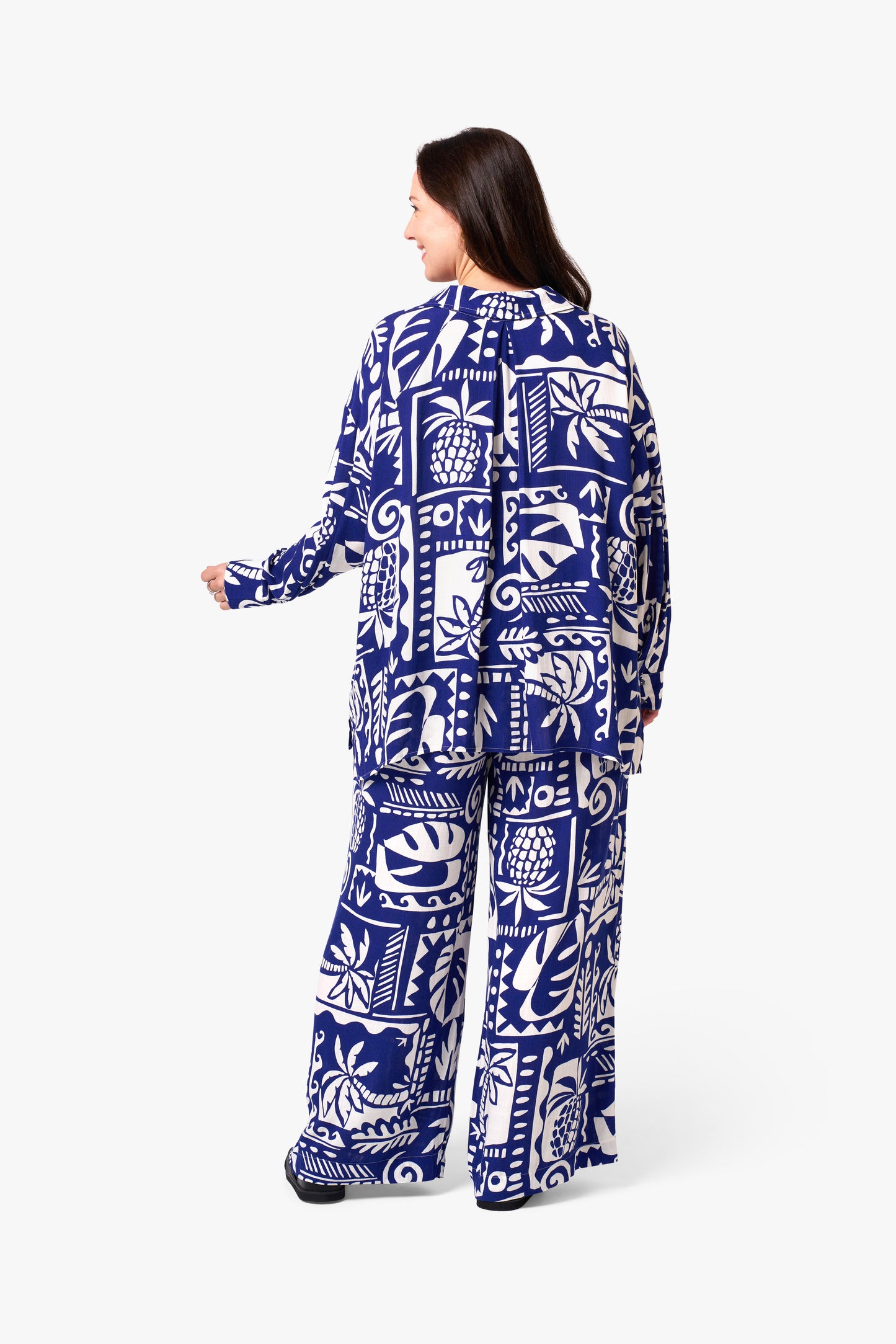 Zephyr Shirt - Navy White Print