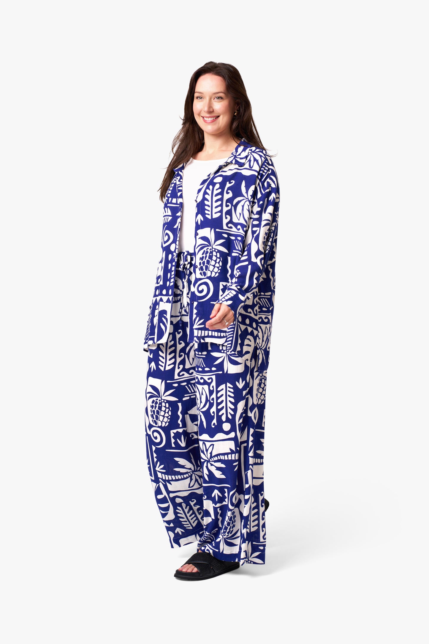 Zephyr Shirt - Navy White Print