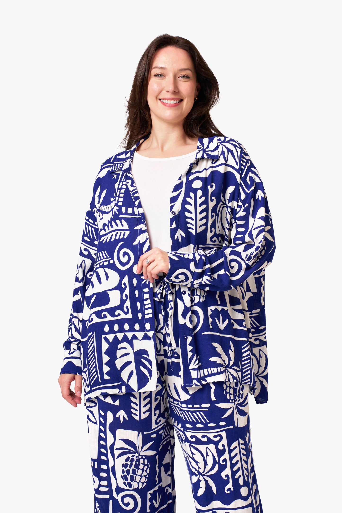 Zephyr Shirt - Navy White Print